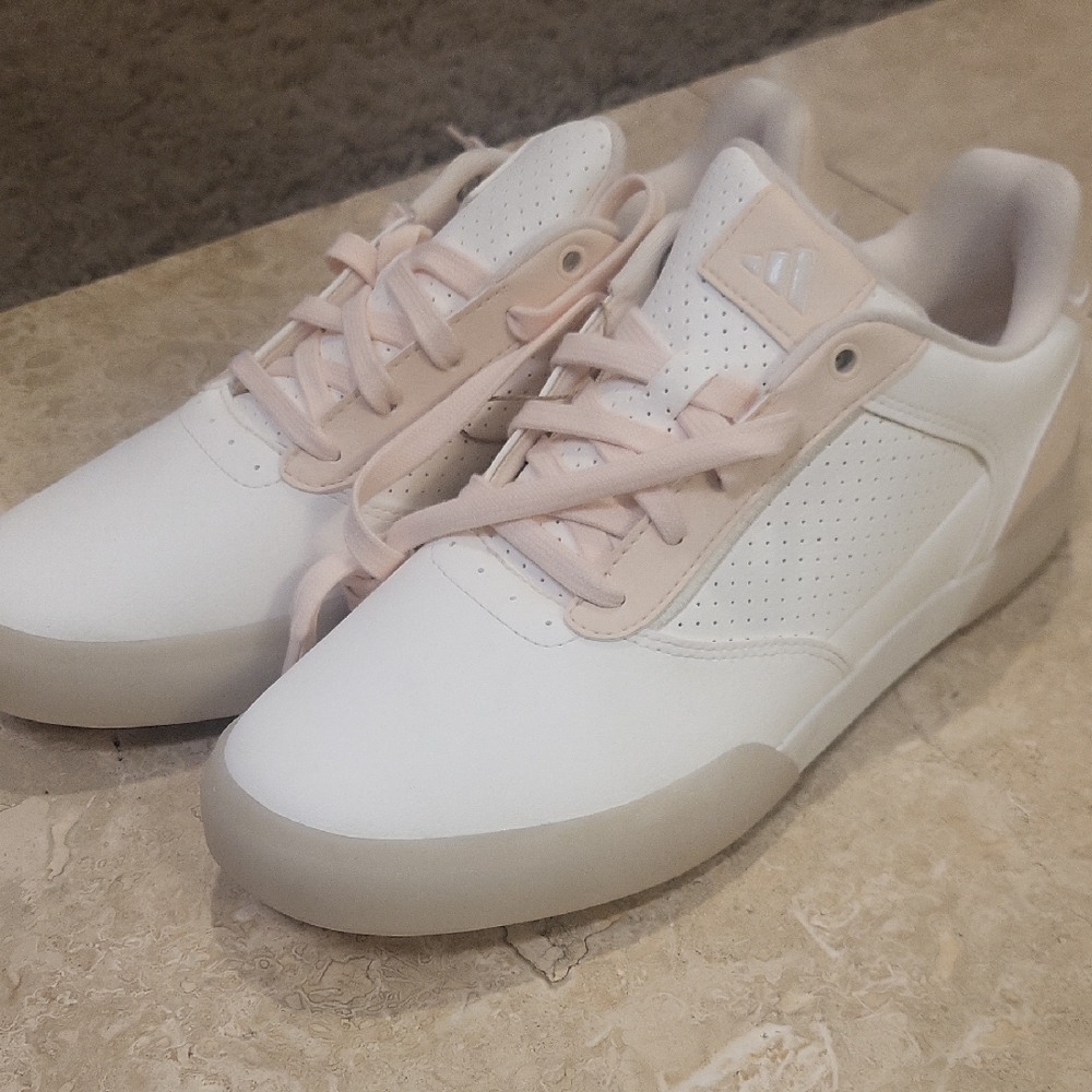 Adidas White and Pink Golf Shoes